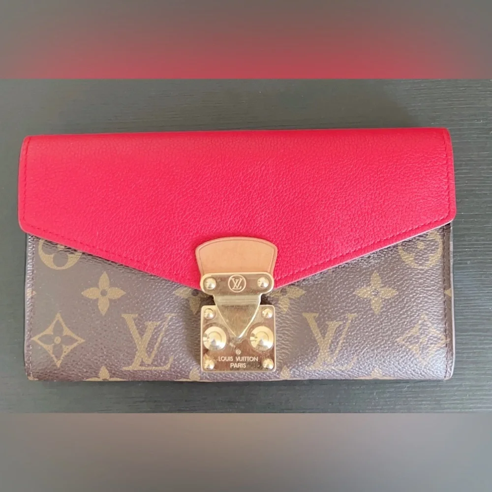 Louis Vuitton Classic Pallas Long Wallet Wristlet in Cherry cowhide leather